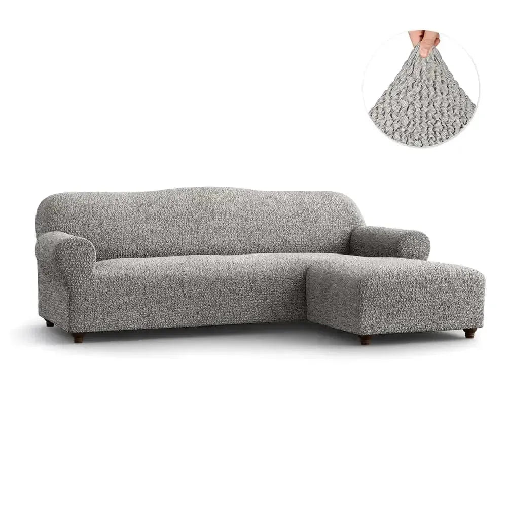 L Shaped Sofa Slipcover with Right Chaise - Mille Righe Collection Stretchable Furniture Protector for Living Room, Family Room & Home Theater