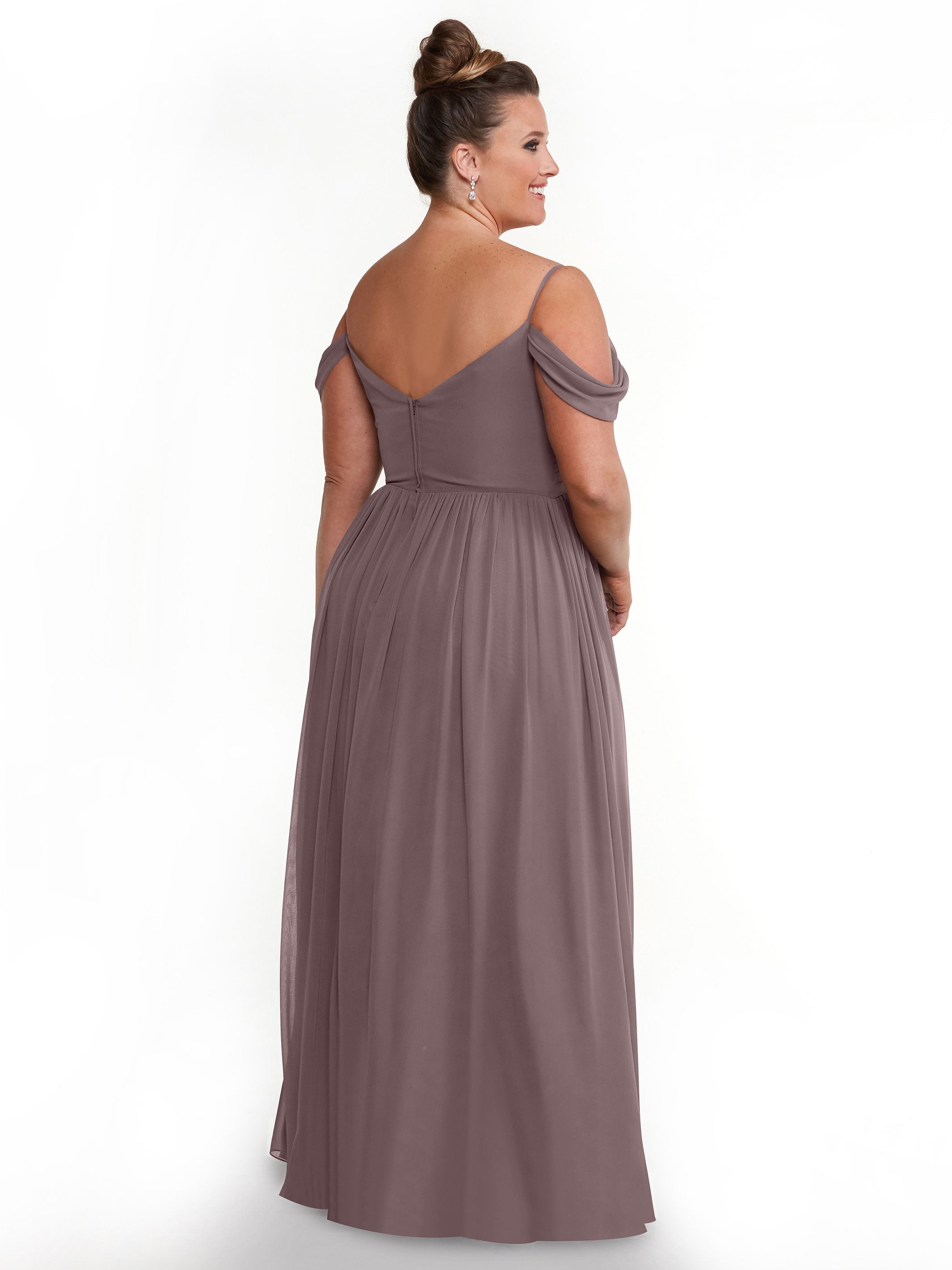 Elegant 80142 Off-The-Shoulder Chiffon Bridesmaid Dress with Spaghetti Straps - Perfect for Weddings, Formal Events & Evening Parties