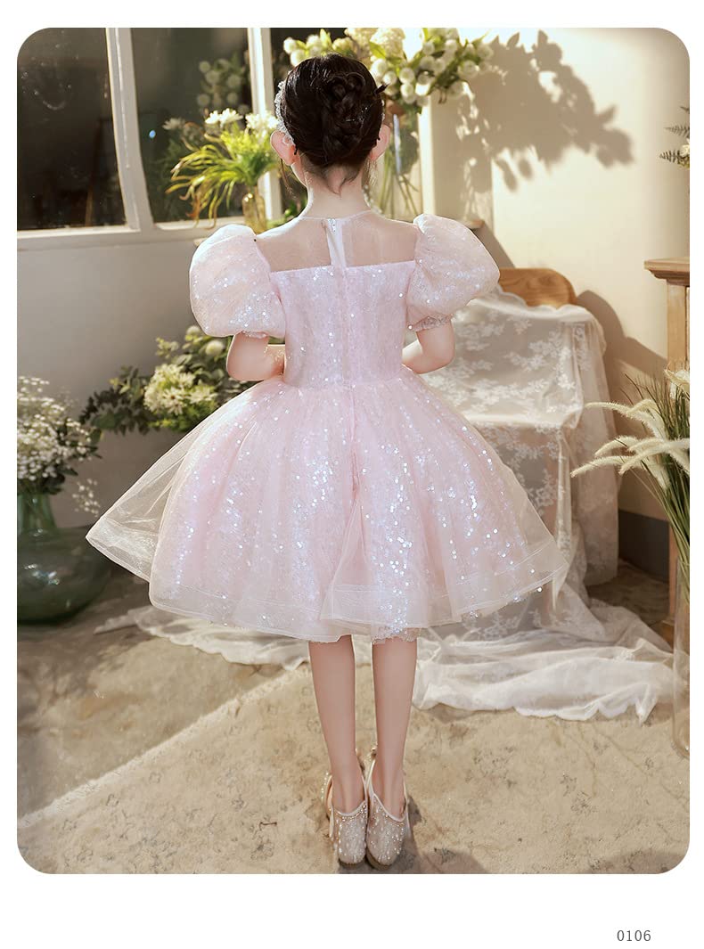 Sparkly Princess Tutu Dress for Girls - Sequin & Fluffy Ball Gown with Puff Short Sleeves - Perfect for Pageants, Flower Girls, Birthday Parties & Special Occasions
