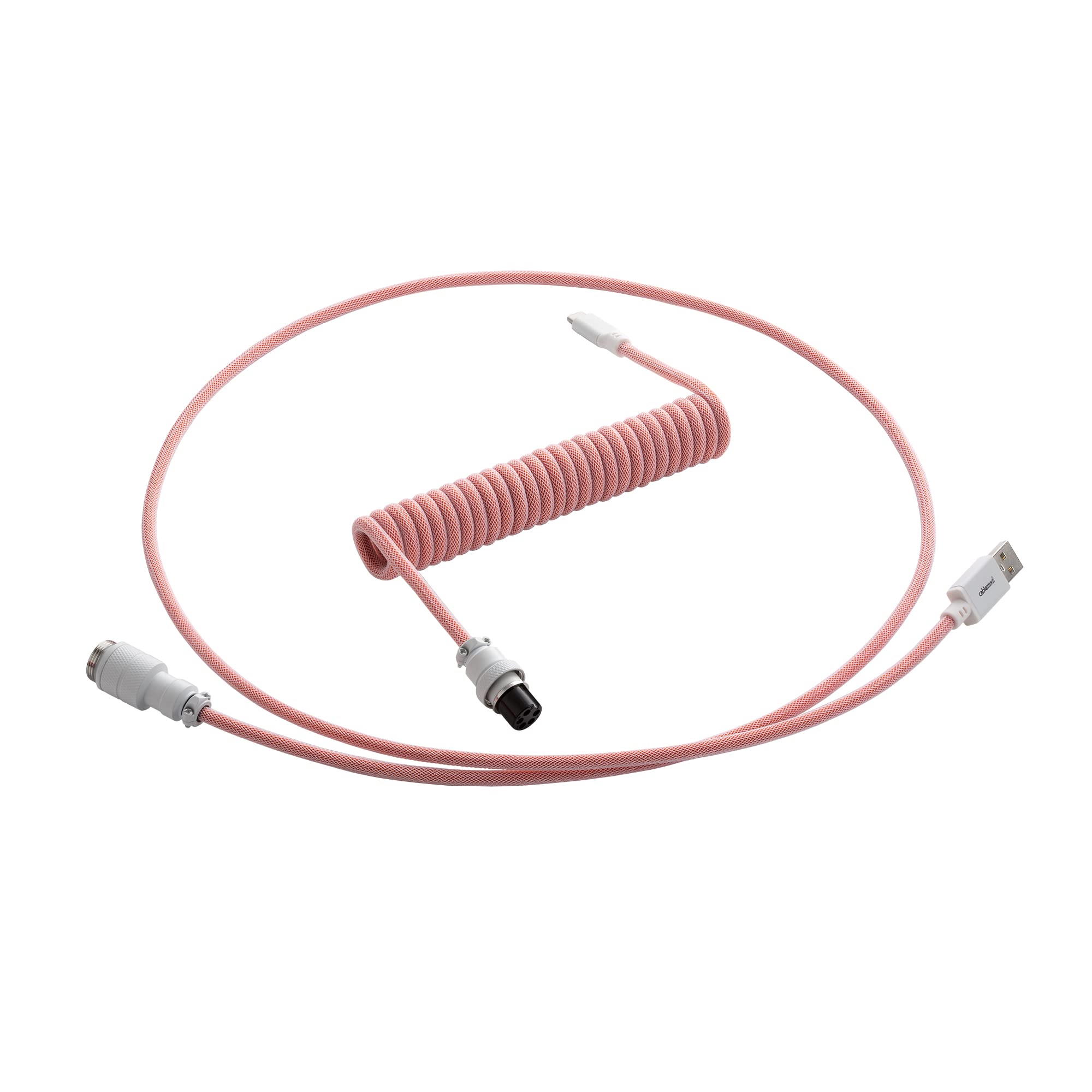 Premium Coiled Keyboard Cable USB A to USB C - 5ft (150cm) Orange Braided Nylon for Mechanical Keyboards - Perfect for Gaming, Typing & Office Setup