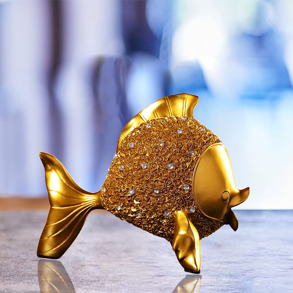 Cute Goldfish Resin Statue - Modern Art Desktop Decor for Office, Hotel, Bar, Coffee Shop & Home - Mini Tabletop Ornament for Living Room & Gift Ideas