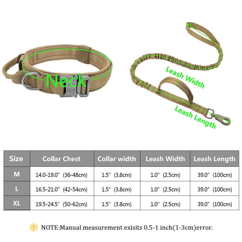 Tactical Dog Collar and Leash Set - Heavy Duty Nylon Pet Training Gear for Large Dogs | Perfect for Outdoor Adventures, Hiking & Daily Walks