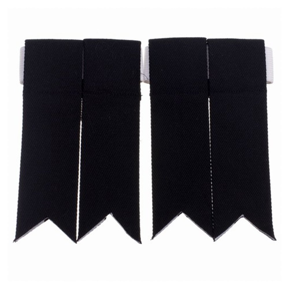 Premium Scottish Kilt Hose Garters - Traditional Tartan Cotton Flashes with Elastic Bands - Black | Perfect for Highland Dress, Celtic Weddings & Scottish Festivals