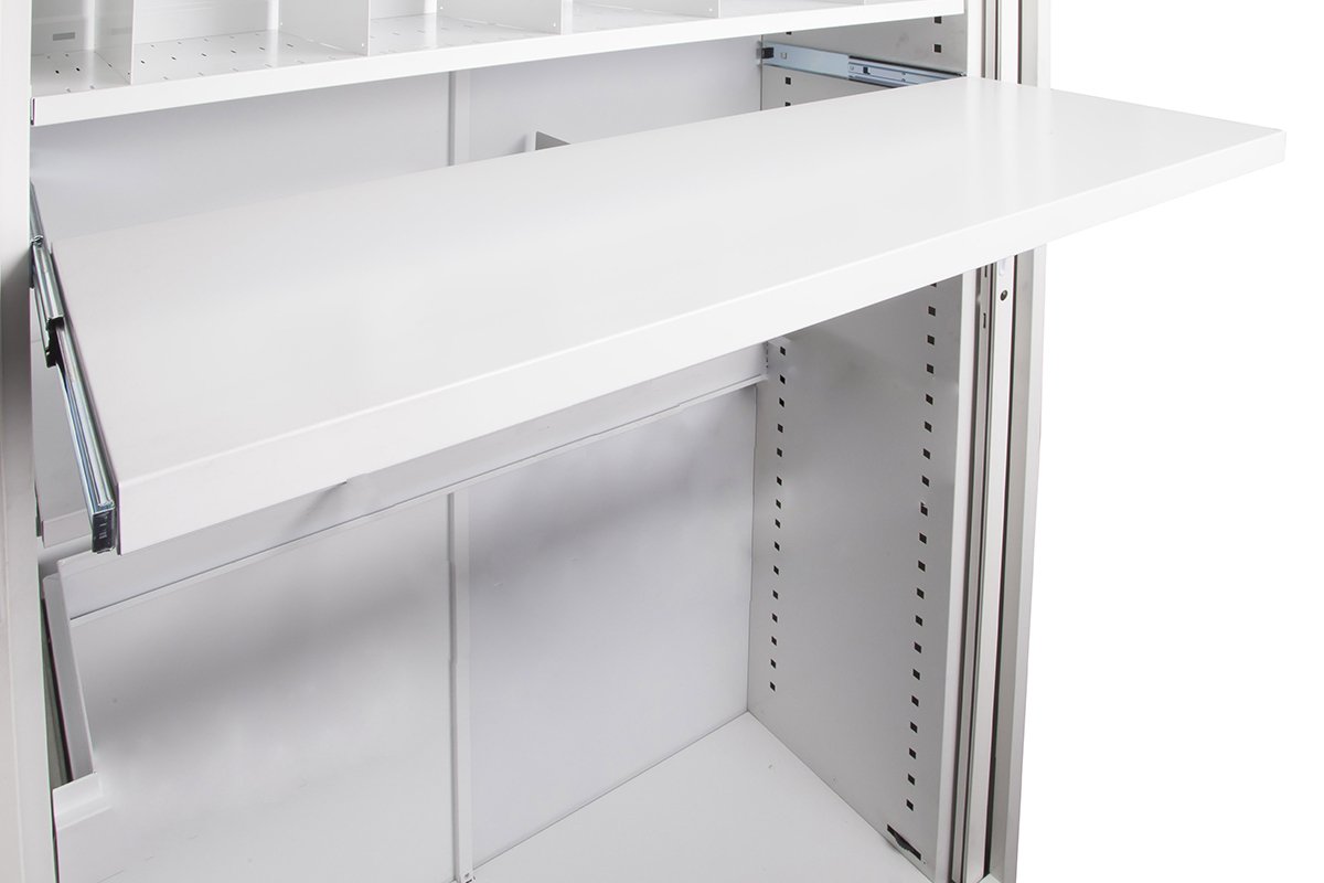Sonic Tambour Sliding Door Storage Cabinet - White Metal Cabinet 78