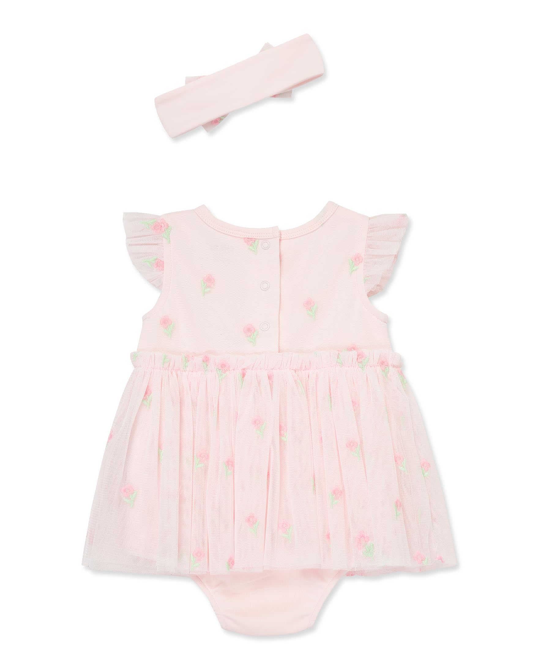 Little Me Baby Girls' Popover Bodysuit Dress & Headband Set - Soft Cotton Outfit for 3-12 Months | Perfect for Photo Shoots, Birthday Parties & Special Occasions