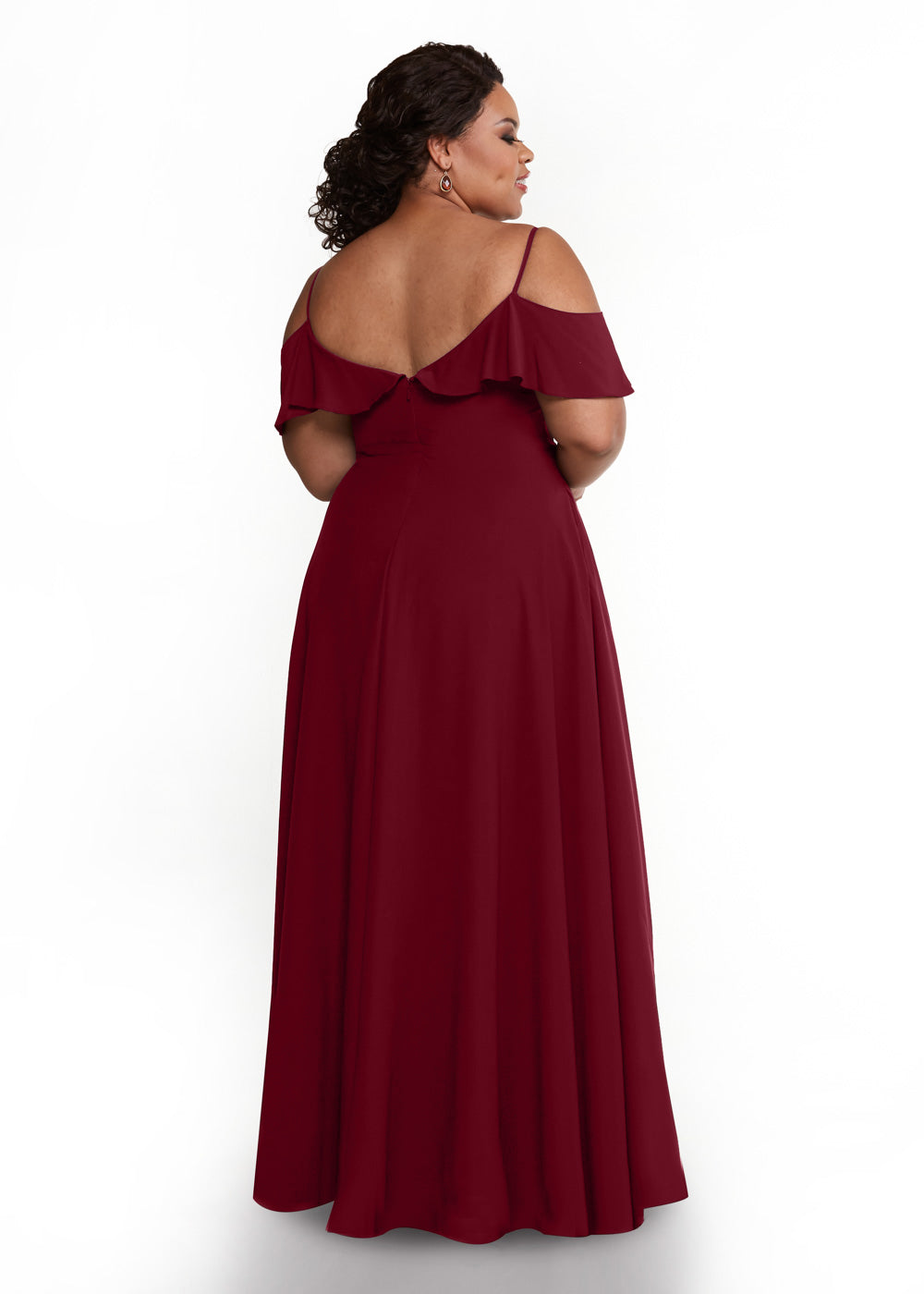 Elegant 83013 Stretch Chiffon Off-The-Shoulder A-Line Bridesmaid Dress with Ruffles - Perfect for Weddings, Prom, Formal Events & Special Occasions