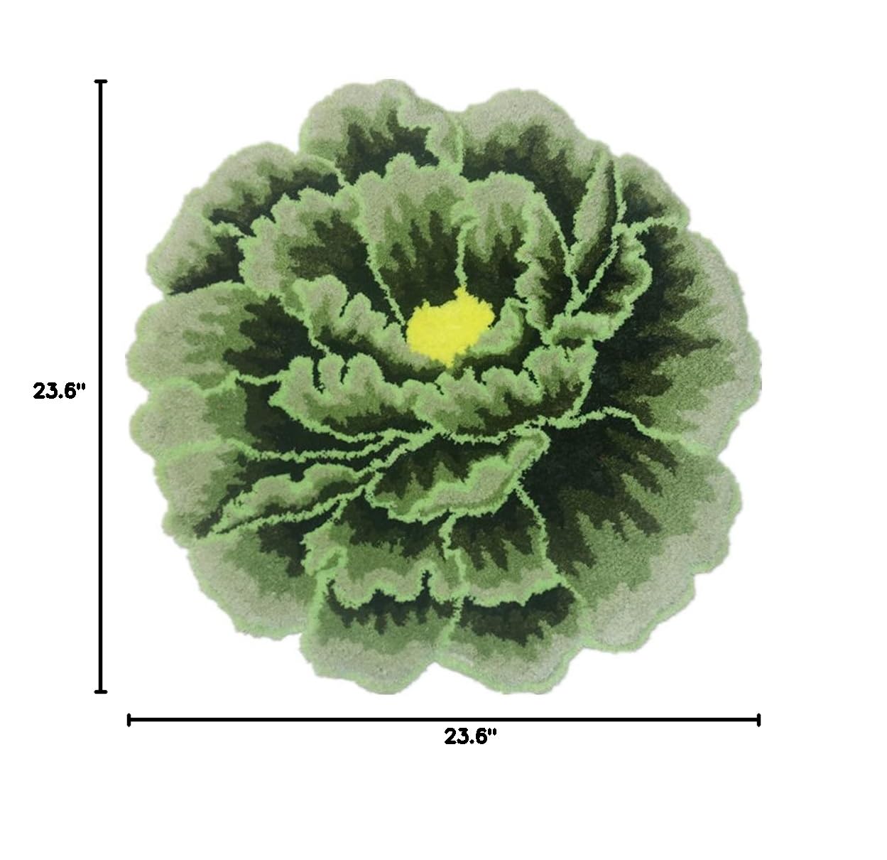 Green Peony Flower Shaped Rugs - Non-Slip Fluffy Area Rug for Bedroom, Kitchen, Bathroom & Living Room | Soft Plush Floral Decor Mat for Home, Bath & Floor