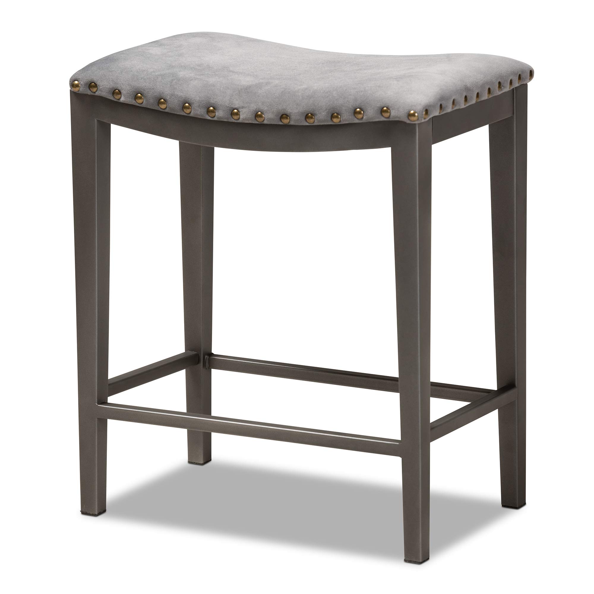 Baxton Studio Pub Table Set with 2 Stools - Modern Grey Bar Height Dining Set for Kitchen, Patio & Small Spaces