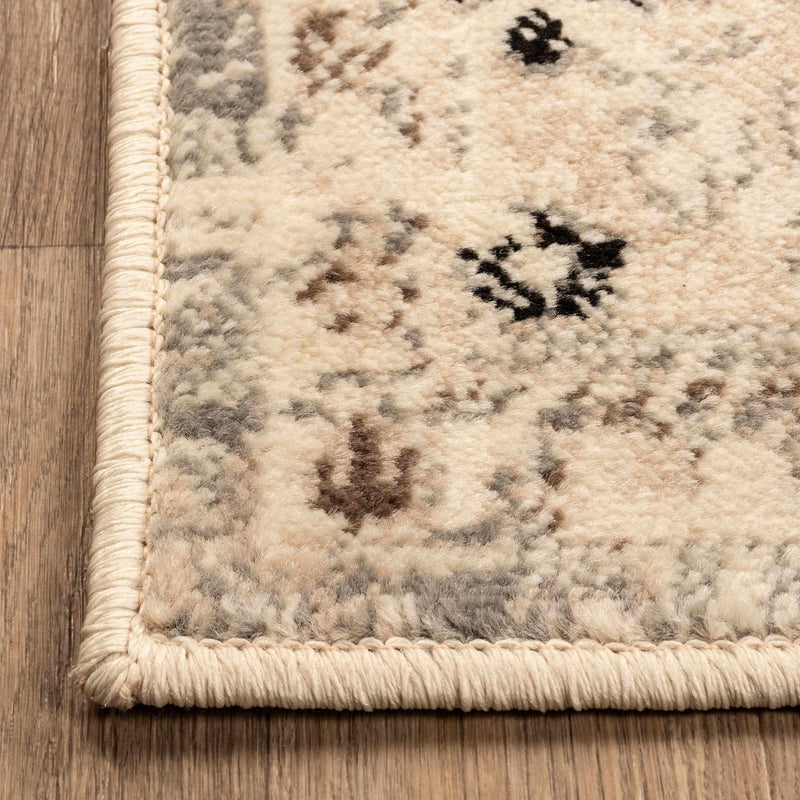 Nysa Floral Geometric Diamond Indoor Area Rug - Non-Slip Soft Living Room Carpet for Bedroom, Dining Room & Home Decor