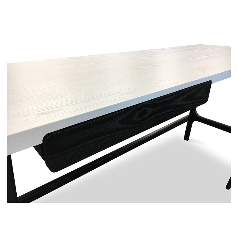 Modern MOREY Study Desk in White & Black - Perfect for Home Office, Dorm Room, and Small Spaces
