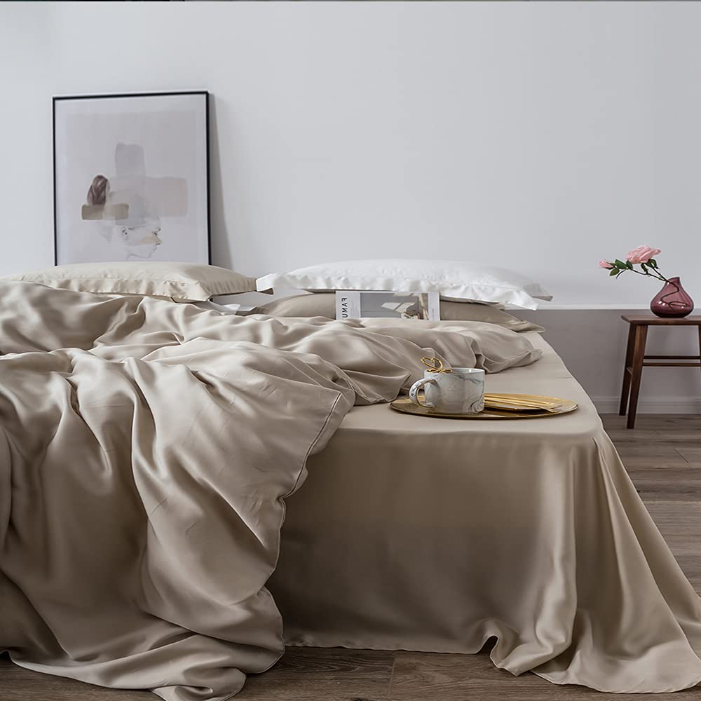 Luxury Red Silk Bedding Set for Women - Queen/King Size Duvet Cover, Flat Sheet & Fitted Sheet - Elegant Silk Comforter Set for Bedroom Decor (Color: Red, Size: Fitted Sheet) - Perfect for Master Bedrooms, Guest Rooms & Luxury Home Styling