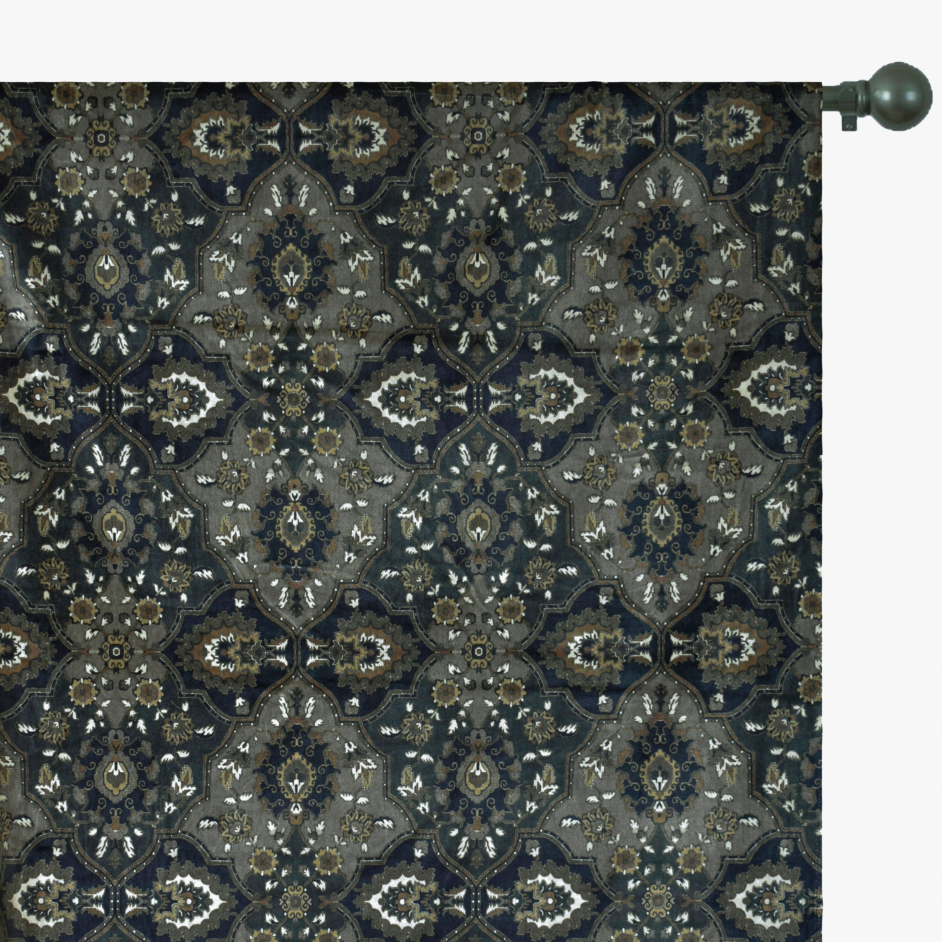Arabic Black Abstract Digital Printed Velvet Curtain Panels - Luxurious Window Drapes for Living Room, Bedroom & Home Decor