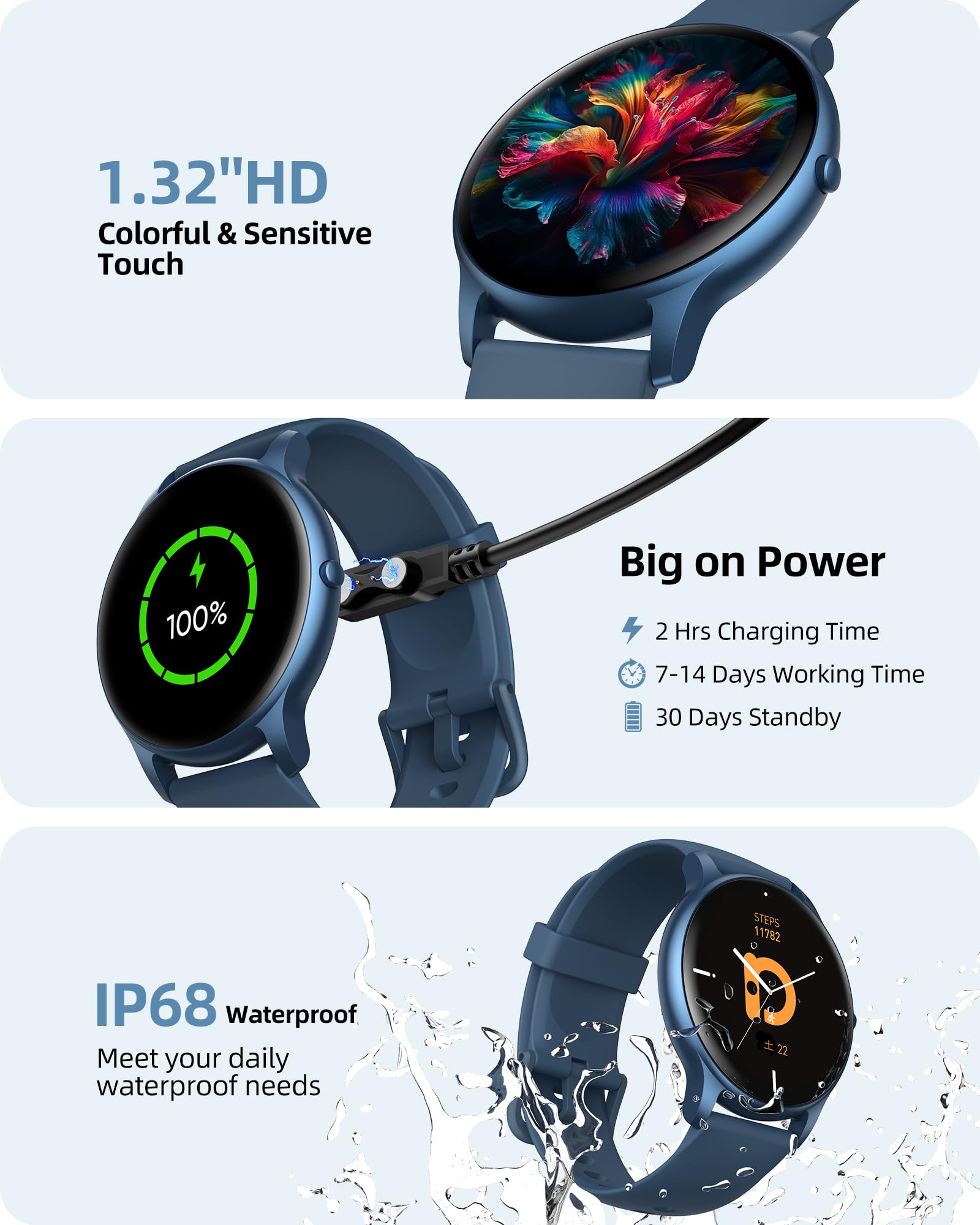 **Parsonver Smart Watch with Call Function, 1.32