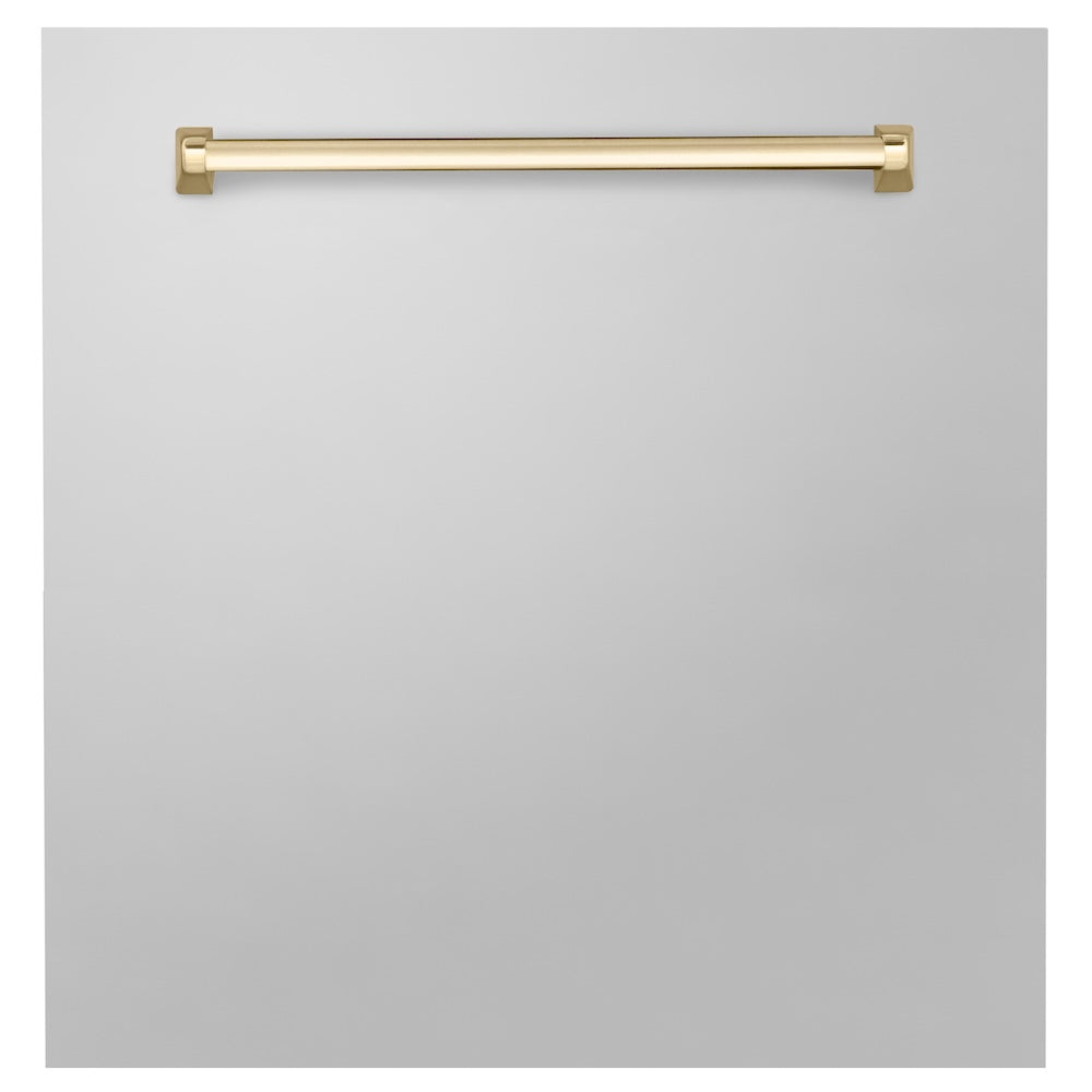 ZLINE Autograph Edition 24-inch Built-In Dishwasher Panel with Polished Gold Handle - Stainless Steel & Color Options (DPMTZ 24 G) | Perfect for Modern Kitchens & Luxury Home Renovations