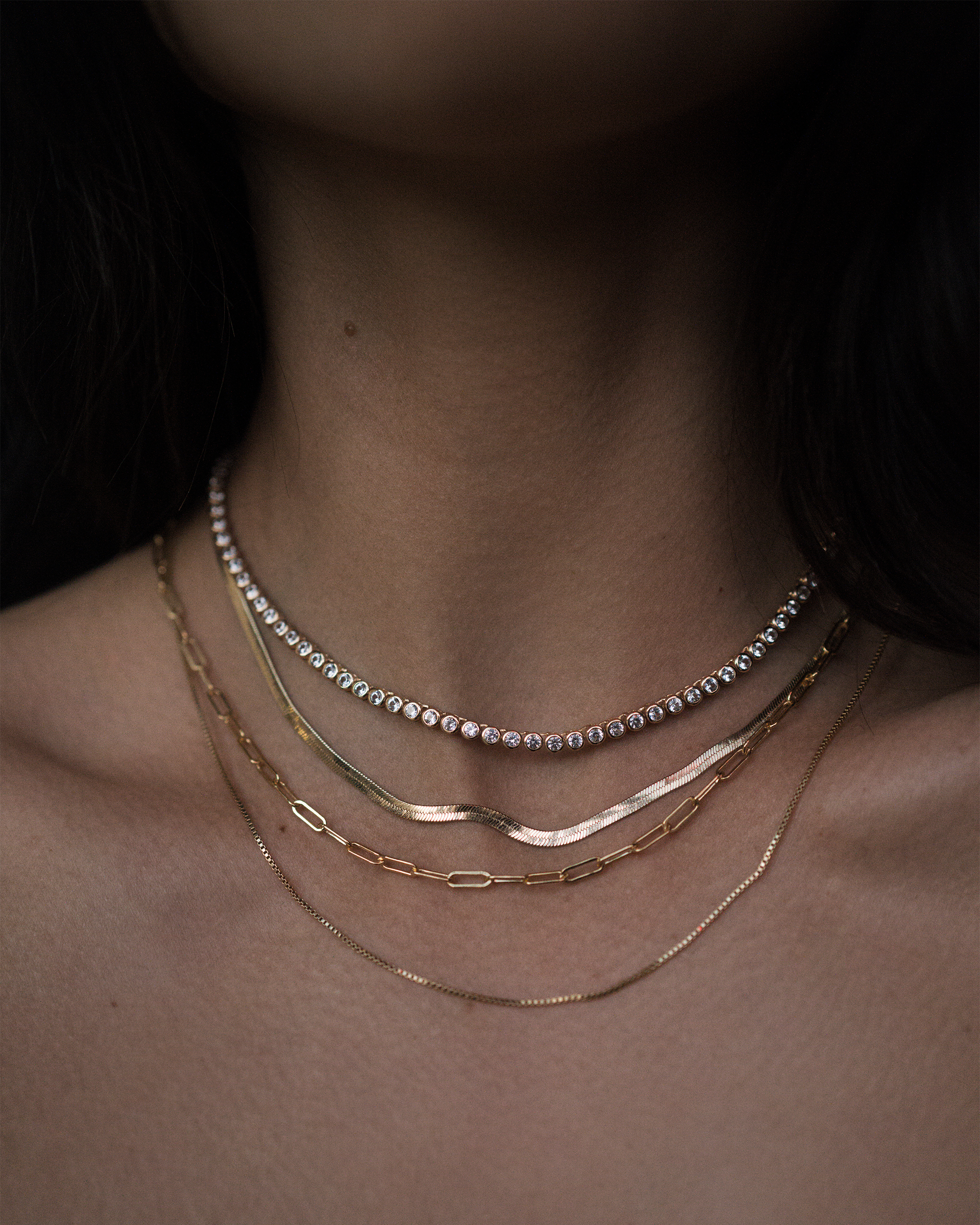 Florence Herringbone Necklace for Women - Elegant Gold/Silver Layered Chain Jewelry Gift for Her - Perfect for Date Night, Wedding & Special Occasions