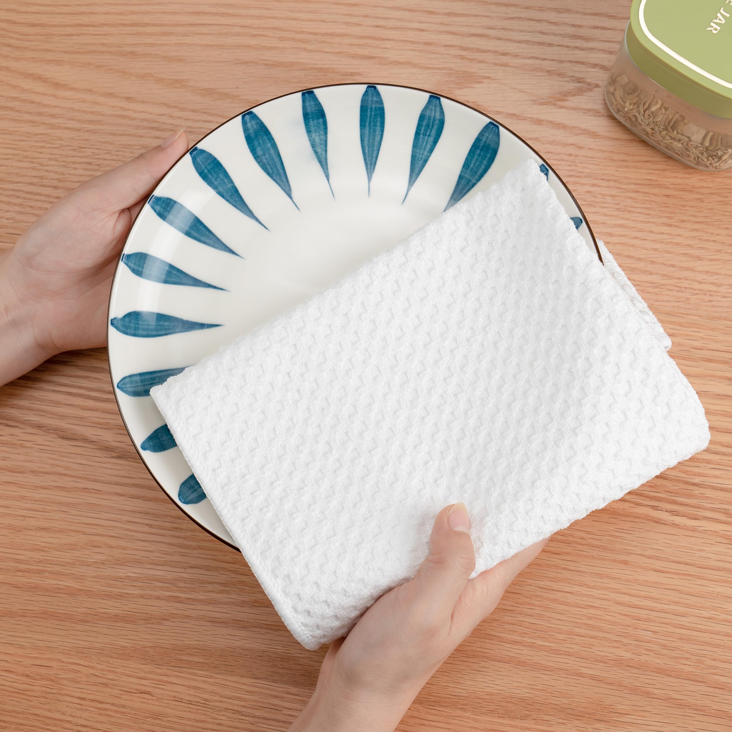 Premium Microfiber Kitchen Towels Set of 2 - Super Absorbent Waffle Weave Dish Cloths (16x28 Inches) - Quick Drying & Lint-Free for Dishes, Countertops & Glass Cleaning