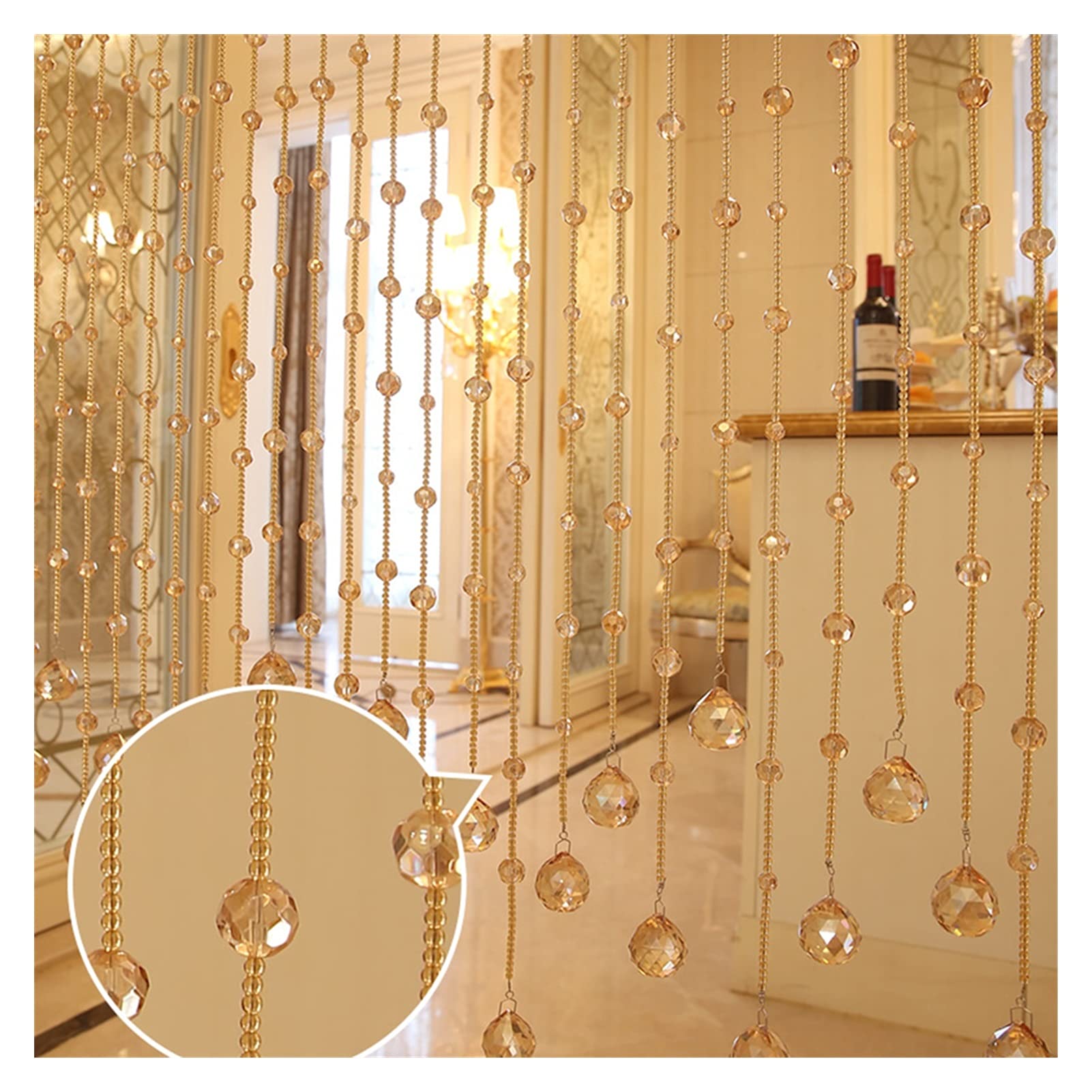 GDMING Crystal Glass Beaded Curtain - Modern Tassel Room Divider for Doorway, Closet & Passage (Clear, 10 Strands 1.5m Height) - Perfect for Home Decor, Bedroom Partition & Boho Style Interior Design