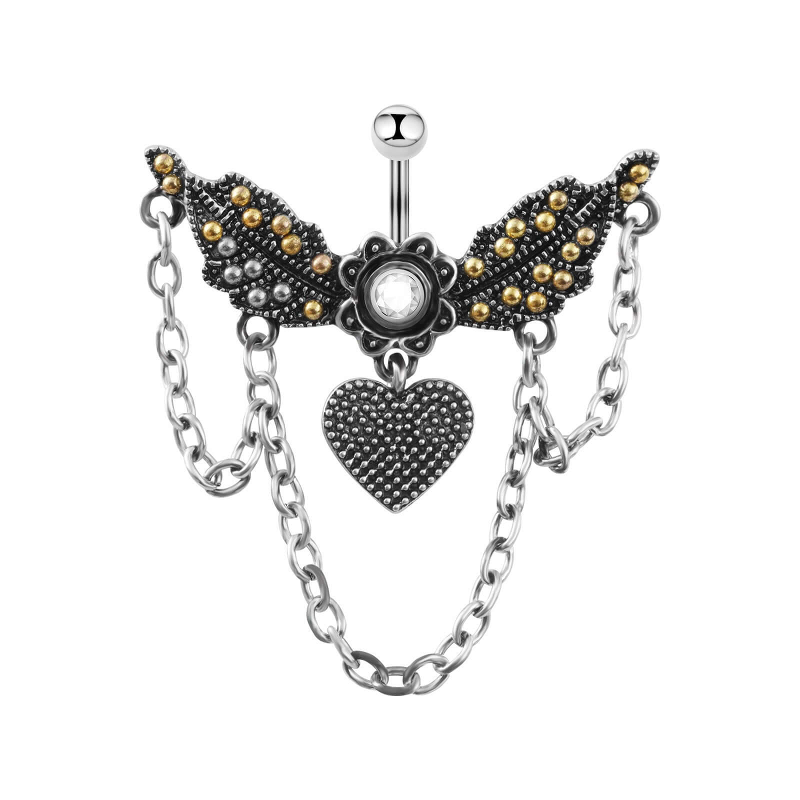 Angel Wings with Chain Dangle Navel Piercing Jewelry | SX0802 | Perfect for Belly Button Rings, Body Jewelry & Piercing Accessories