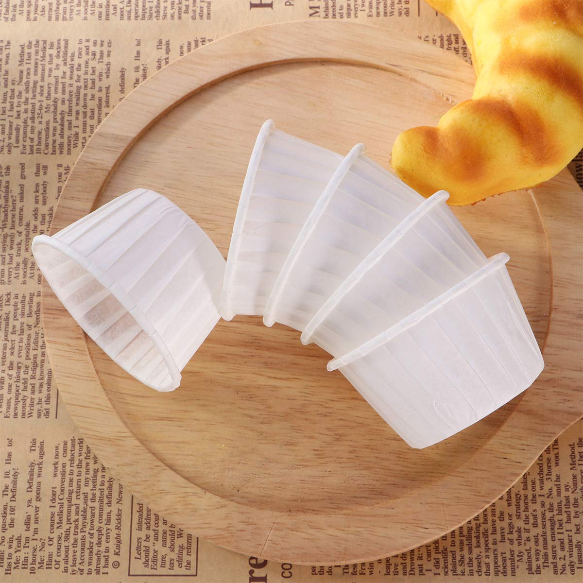 DOITOOL 50pcs Non-Stick Baking Paper Cups - White Cupcake Liners, Muffin Wrappers & Cake Roll Pans for Oven - Perfect for Birthday Parties, Baking, and Home Dessert Making