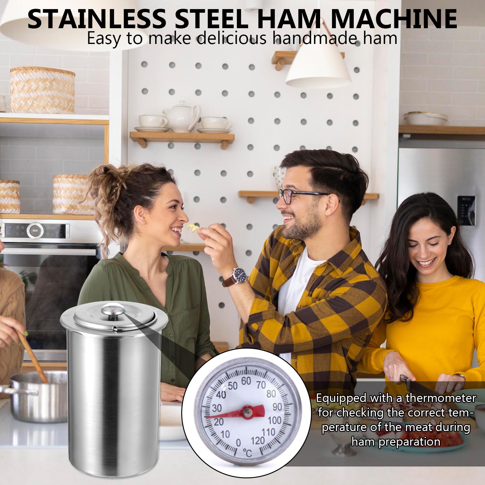 Stainless Steel Ham Press & Meat Maker with Thermometer - Deli, Bacon & Homemade Lunch Meat Press Tool for Pressure Cooking | Perfect for Home Kitchens, Delis & BBQ Parties