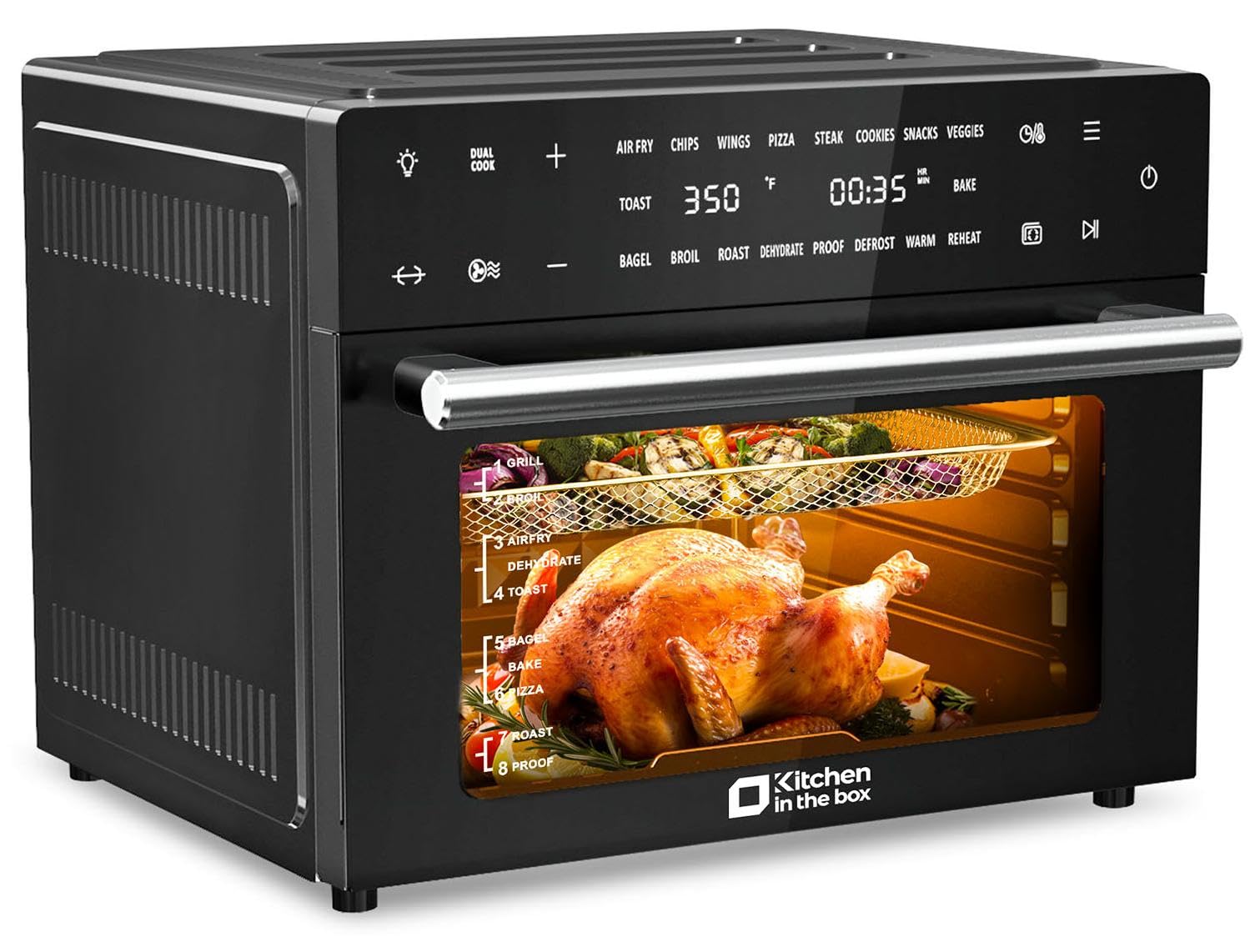 32 QT Extra Large Toaster Oven Air Fryer Combo - 18-in-1 Convection Countertop Oven with Baking, Dehydrating & Rotisserie Functions - 1800W Powerful 6-Piece Accessory Set for Roasting, Broiling & Meal Prep - Perfect for Small Kitchens, Dorms & RV Cooking