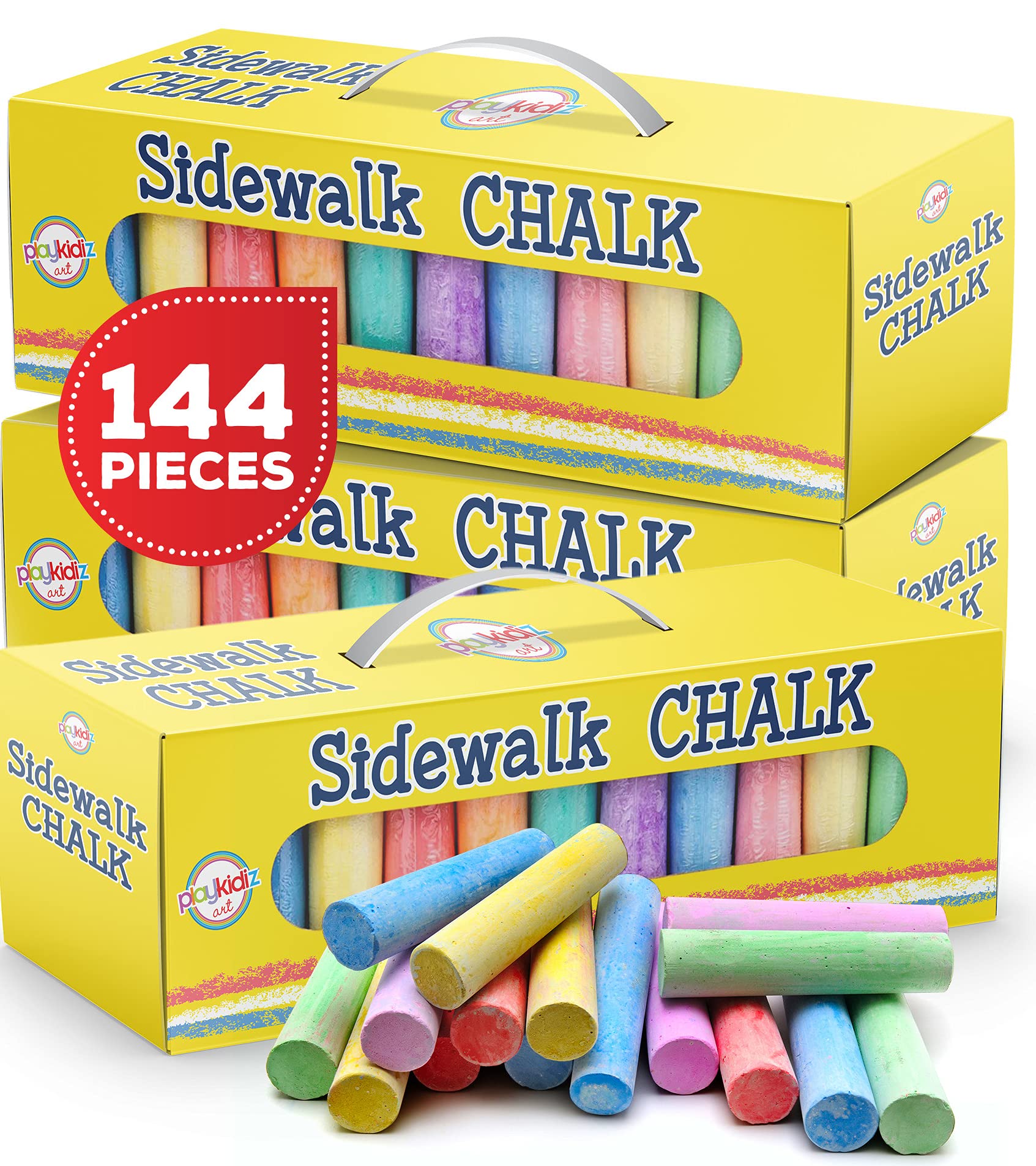 144 PCS Jumbo Washable Non-Toxic Sidewalk Chalk Set - Vibrant Colors for Kids Outdoor Play, Chalkboard Art, Playground & Driveway Drawing - Perfect for Summer Activities, Birthday Parties & Creative Play