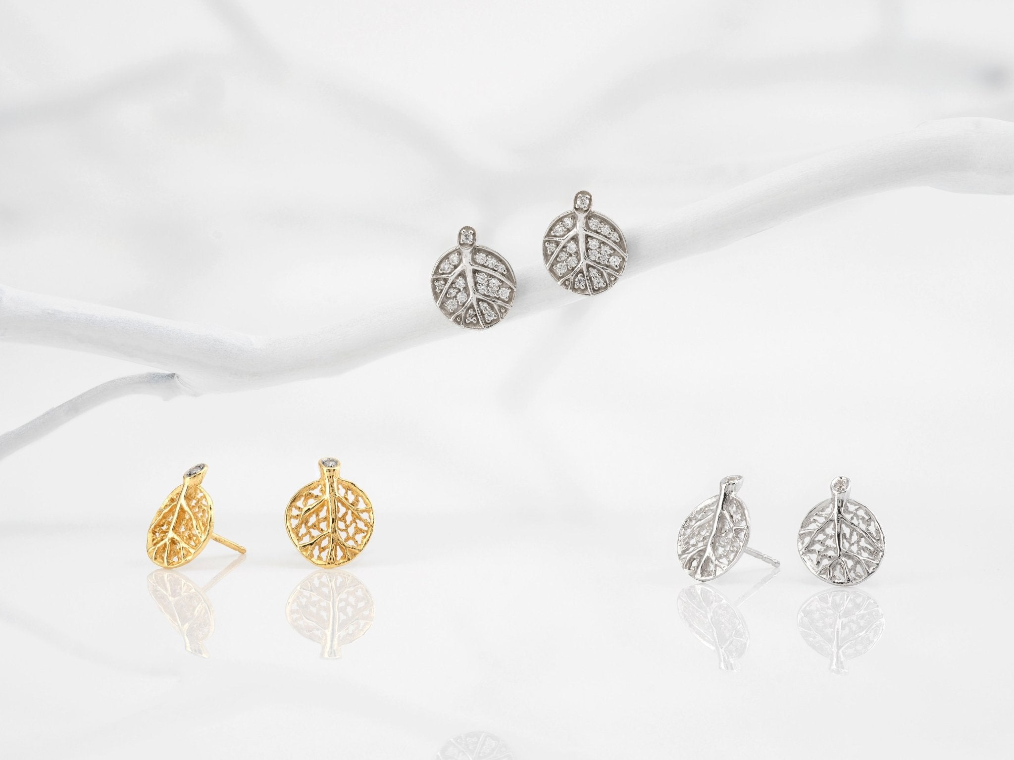 Exquisite Botanical Leaf Earrings with Genuine Diamonds - Elegant Nature-Inspired Jewelry for Women - Perfect for Weddings, Parties & Everyday Wear
