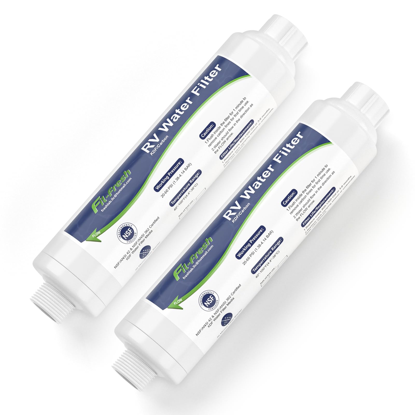 **Fil-Fresh RV Inline Water Filter 2 Pack – NSF Certified Sediment, Chlorine, Odor & Heavy Metal Reduction – Perfect for Garden, Camper & RV Water Hose Filtration**    *(Use Cases: Clean drinking water for camping trips, purified irrigation for gardens, safe water supply for RVs and outdoor adventures.)*