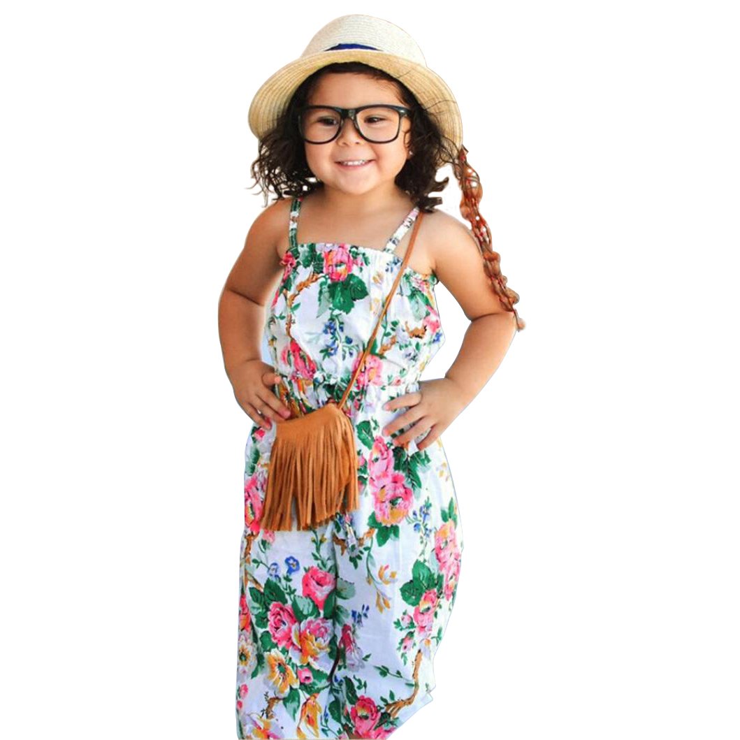 Moonker Baby Girls Floral Print Sleeveless Romper Jumpsuit - Soft Summer Outfit for Infants & Toddlers - Perfect for Playdates, Beach Trips & Outdoor Adventures