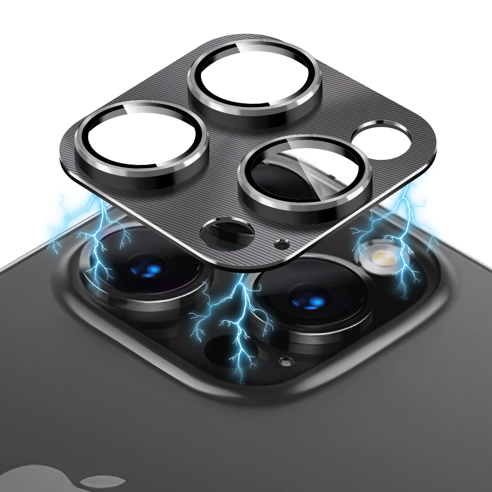 2 Pack Tempered Glass Rear Camera Lens Protector for iPhone 14 Pro & 14 Pro Max - 3D Full Coverage with Metal Ring - Original Black - Perfect for Outdoor Adventures & Daily Protection