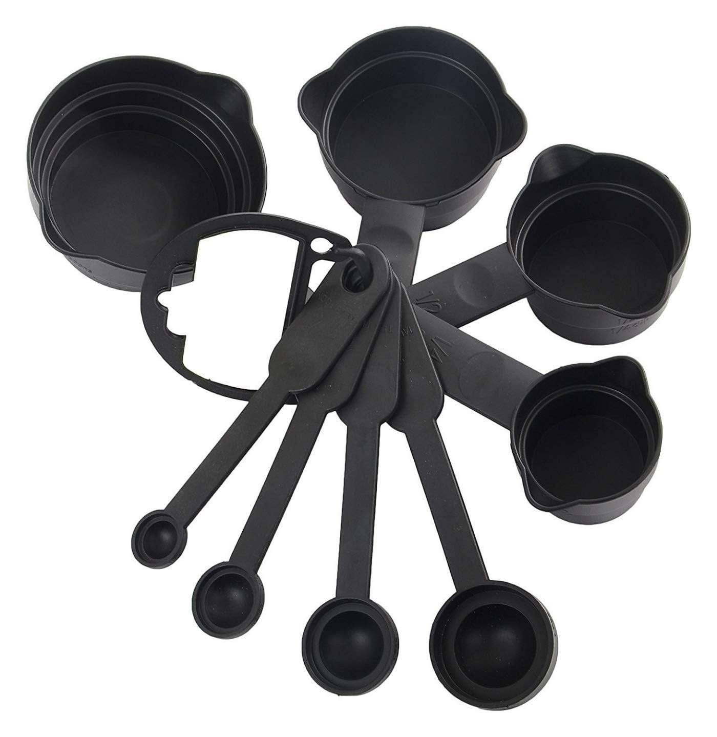 ADBERG 8-Piece Measuring Cups and Spoons Set - Plastic PP Kitchen Measuring Tools for Baking, Cooking - Perfect for Flour, Sugar, Salt - Ideal for Home Bakers & Professional Chefs (Great for Cake Decorating, Meal Prep & Recipe Measurement)