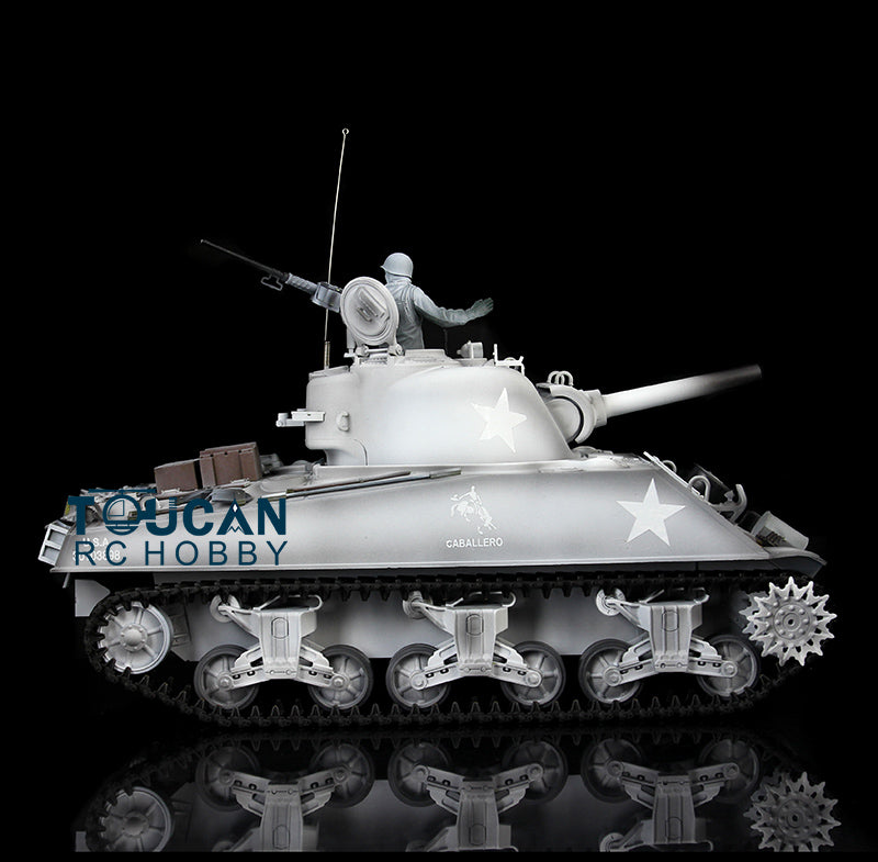 Henglong 1/16 Scale 7.0 RC M4A3 Sherman Tank Model 3898 - 2.4G Remote Control with 360° Rotating Turret, Barrel Recoil & Durable Plastic Construction - Perfect for Outdoor Military Battles, Collectors & RC Tank Enthusiasts
