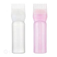 TWIREY 120ml Plastic Hair Oil Bottle & Comb Set - Hair Dye Applicator Brush, Styling Tool for Hair Coloring (Pack of 2, Multicolor) - Perfect for Salon, Home Hair Care & DIY Hair Treatments