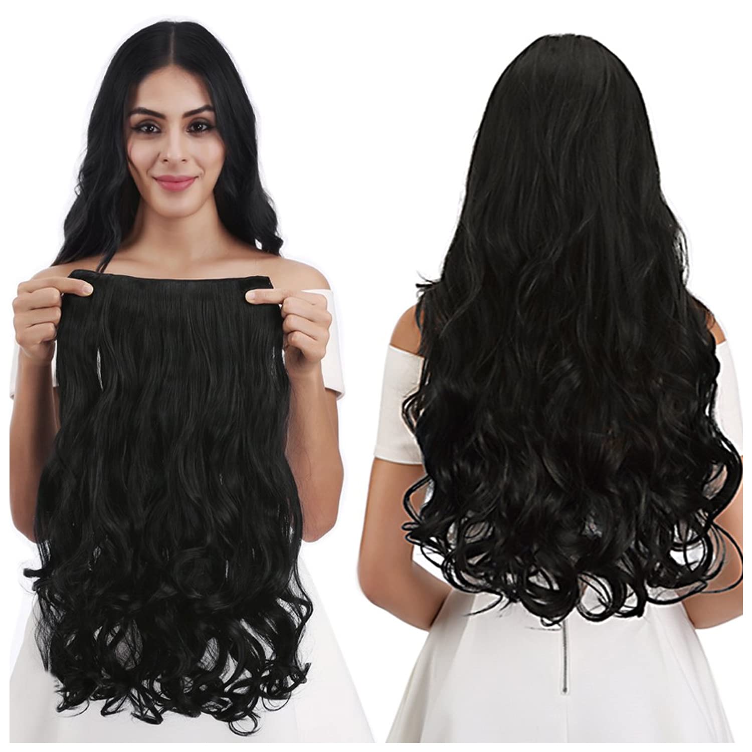 PRAVRAJYA Synthetic Hair Extensions for Women - Curly Wave Clip-in Wigs & Hairpieces | Perfect for Daily Styling, Cosplay, and Special Occasions