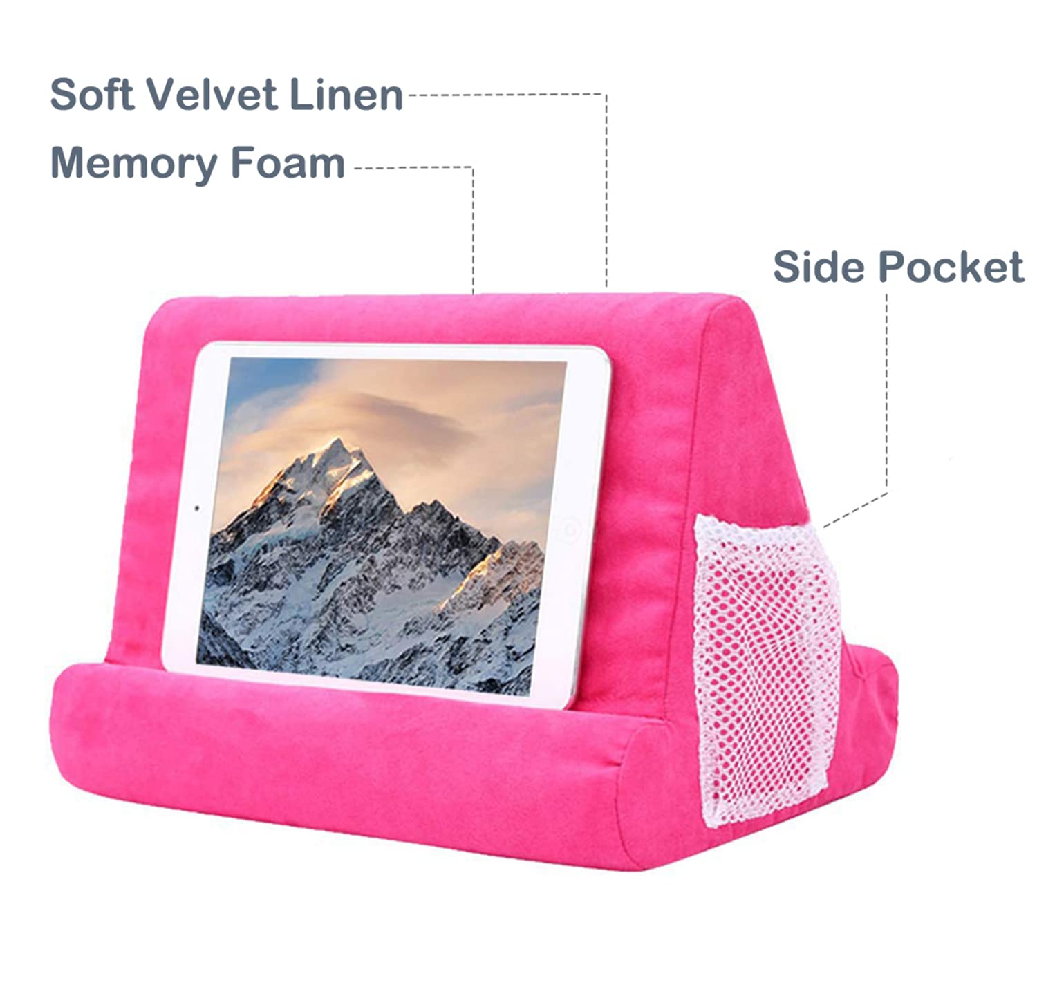 Joinhome Soft Pillow Tablet Stand for iPad & Phone - Multi-Angle Adjustable Lap Pillow Holder for Reading, Watching Movies & Working Comfortably in Bed or on Couch