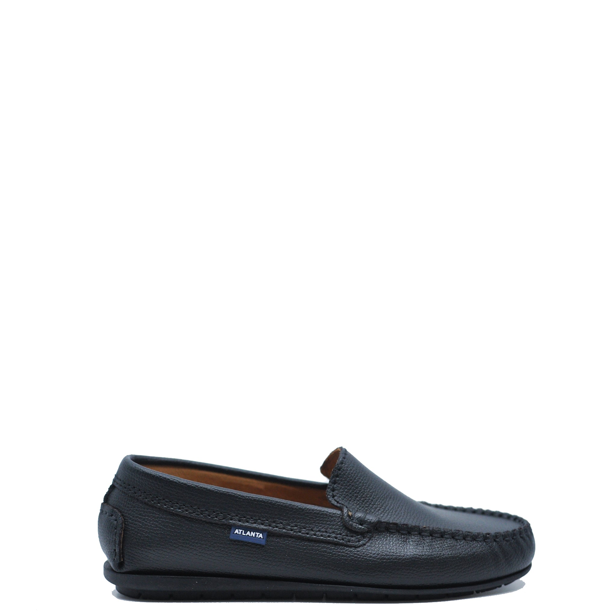 Men's Atlanta Black Pebbled Leather Loafers - Comfortable Slip-On Moccasin Shoes for Business Casual & Office Wear