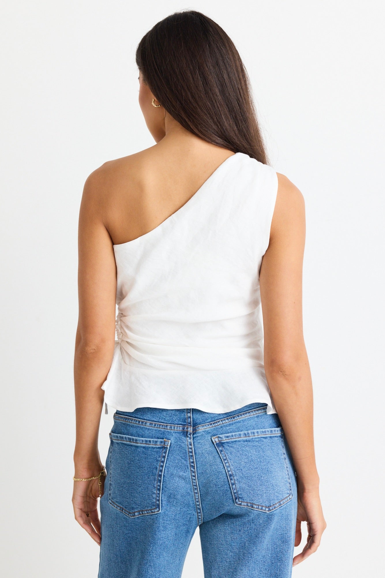 Fairytale White Linen One Shoulder Cutout Top for Women - Elegant Summer Blouse for Beach, Party & Date Night Outfits
