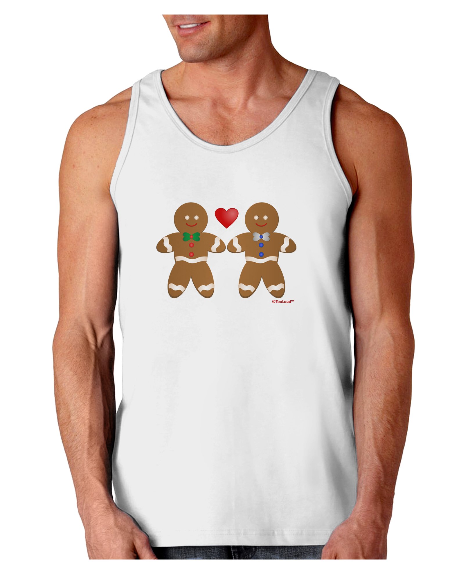 TOOLOUD Gingerbread Man Couple Loose Tank Tops for Women - Christmas Holiday Party Outfit, Casual Summer Wear, Fun Couple Matching Outfits