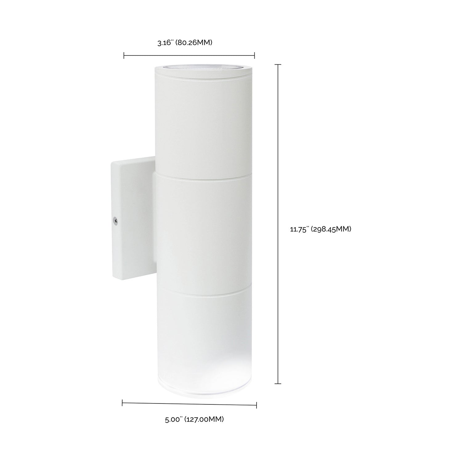 12-In-2 LED Outdoor Cylinder Wall Light - Up/Down Lighting, White Finish - Perfect for Patio, Garden, and Exterior Home Decor