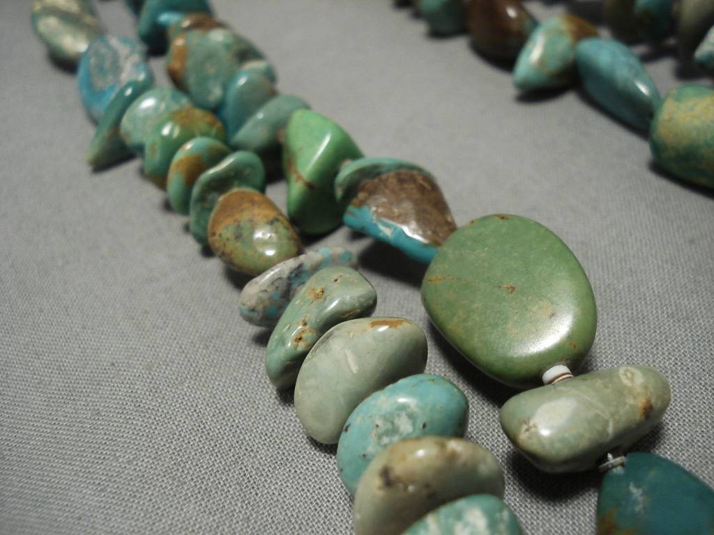 185g Chunky Dunky Vintage Native American Navajo Royston Turquoise Sterling Silver Necklace - Perfect for Boho Fashion, Western Style & Spiritual Jewelry Gifts