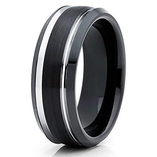 8mm Black Tungsten Carbide Wedding Ring for Men - Durable & Scratch-Resistant Anniversary & Engagement Band - Perfect for Everyday Wear, Special Occasions & Gifts