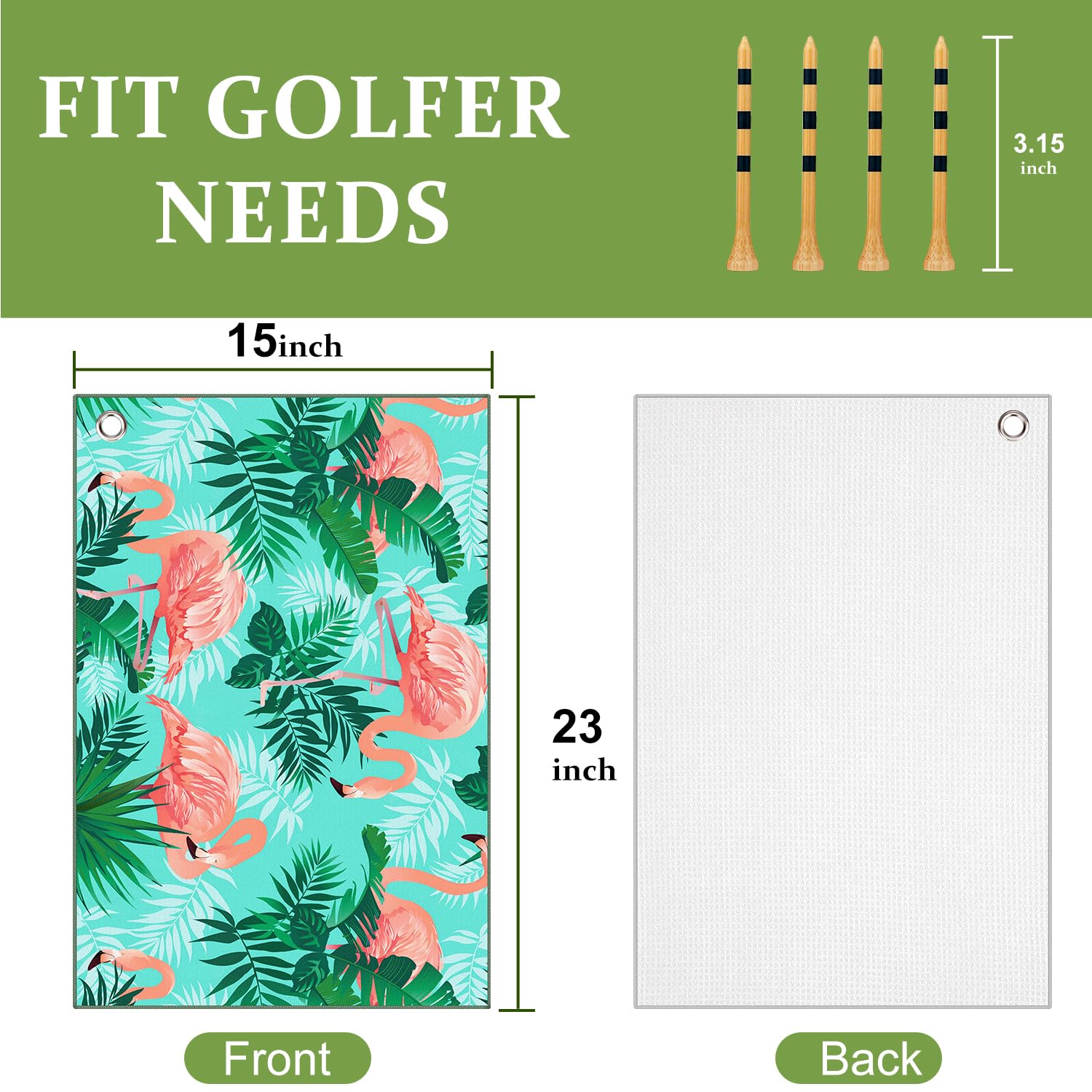 Premium Microfiber Golf Towel with Clip - Large Absorbent Golf Club Bag Accessory for Men & Women - Includes 4 Golf Tees - Perfect for Golf Courses, Driving Ranges & Practice Sessions