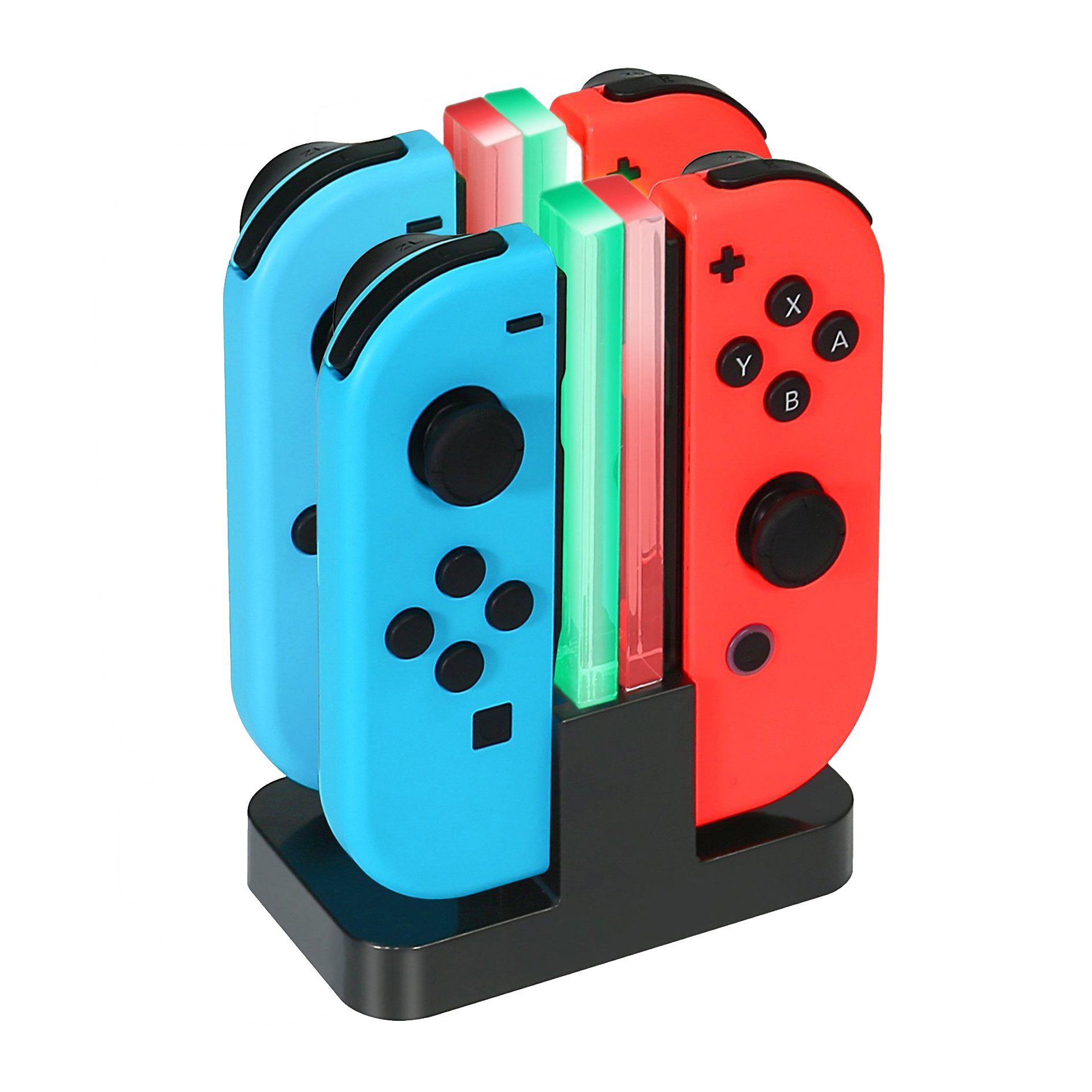 Nintendo Switch Joy-Con Controller Charging Dock - 4 in 1 Fast Charging Station with USB-C Cable for Joycon Controllers | Perfect for Gaming Setups, Travel & Multiplayer Sessions (Black)