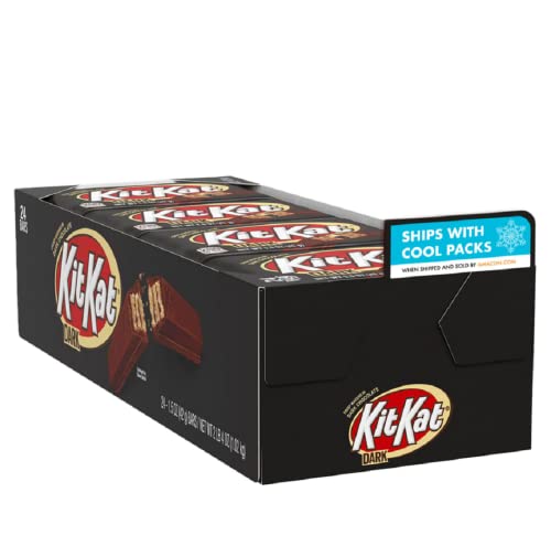 KIT KAT Dark Chocolate Crisp Wafer Candy Bars - Bulk Pack of 24 Individually Wrapped 1.5 oz Bars - Perfect for Halloween, Christmas Gifts, Office Snacks & Party Favors