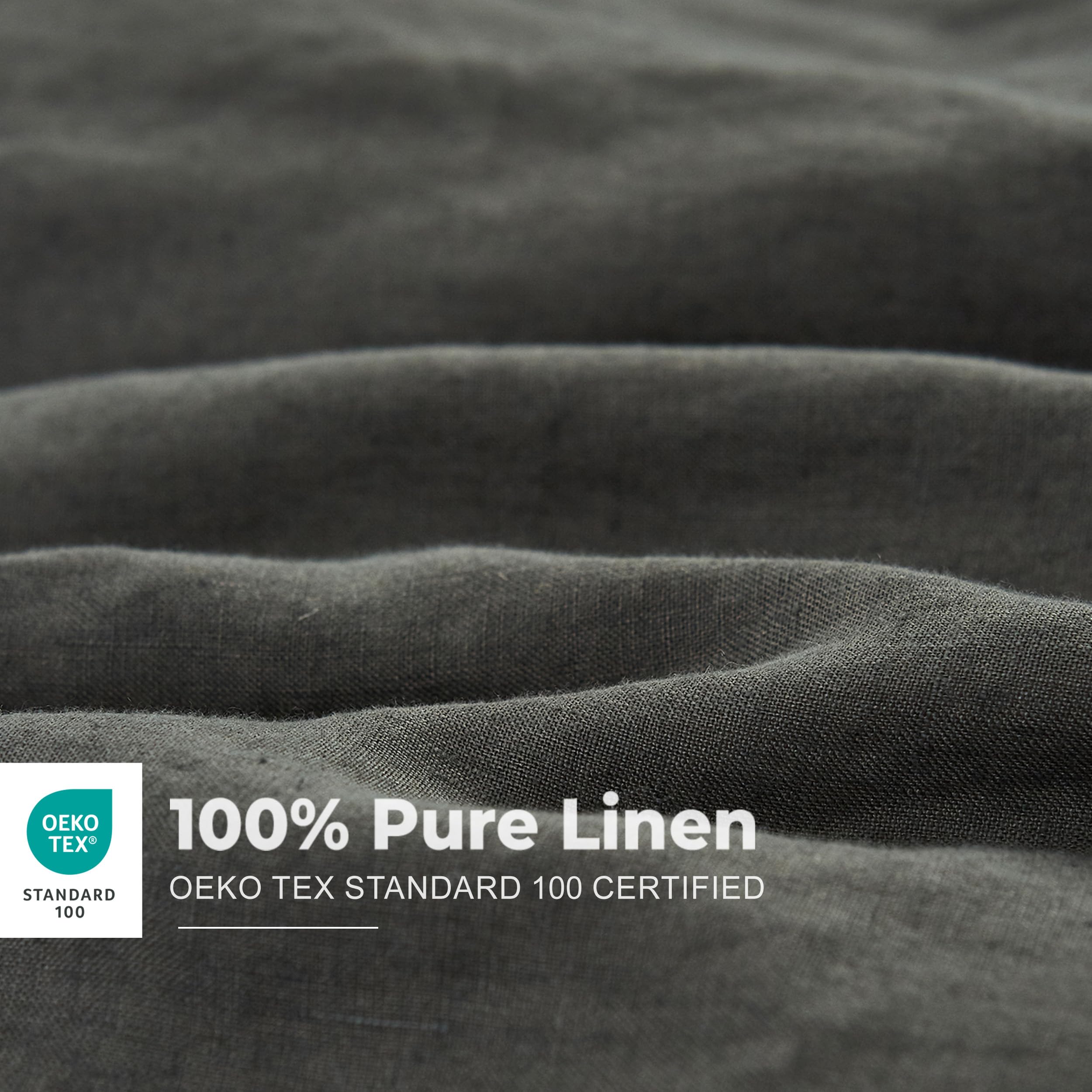 Simple & Opulence 100% Washed Linen Duvet Cover Set - Queen Size 88x92 Inches, 3-Piece Farmhouse Bedding with Embroidered Design & Button Closure (1 Duvet Cover + 2 Pillow Shams) in Charcoal Grey - Perfect for Cozy Bedrooms & Guest Room Decor
