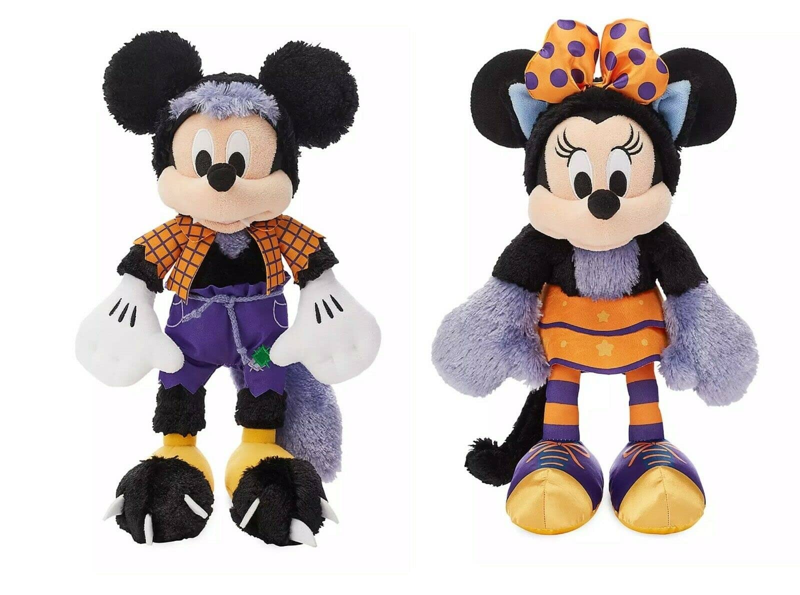 Disney Store Mickey Mouse & Minnie Mouse 13-inch Halloween Plush Toys - Cute Collectible Stuffed Animals for Disney Fans, Holiday Decorations, Christmas Gifts & Kids Room Decor