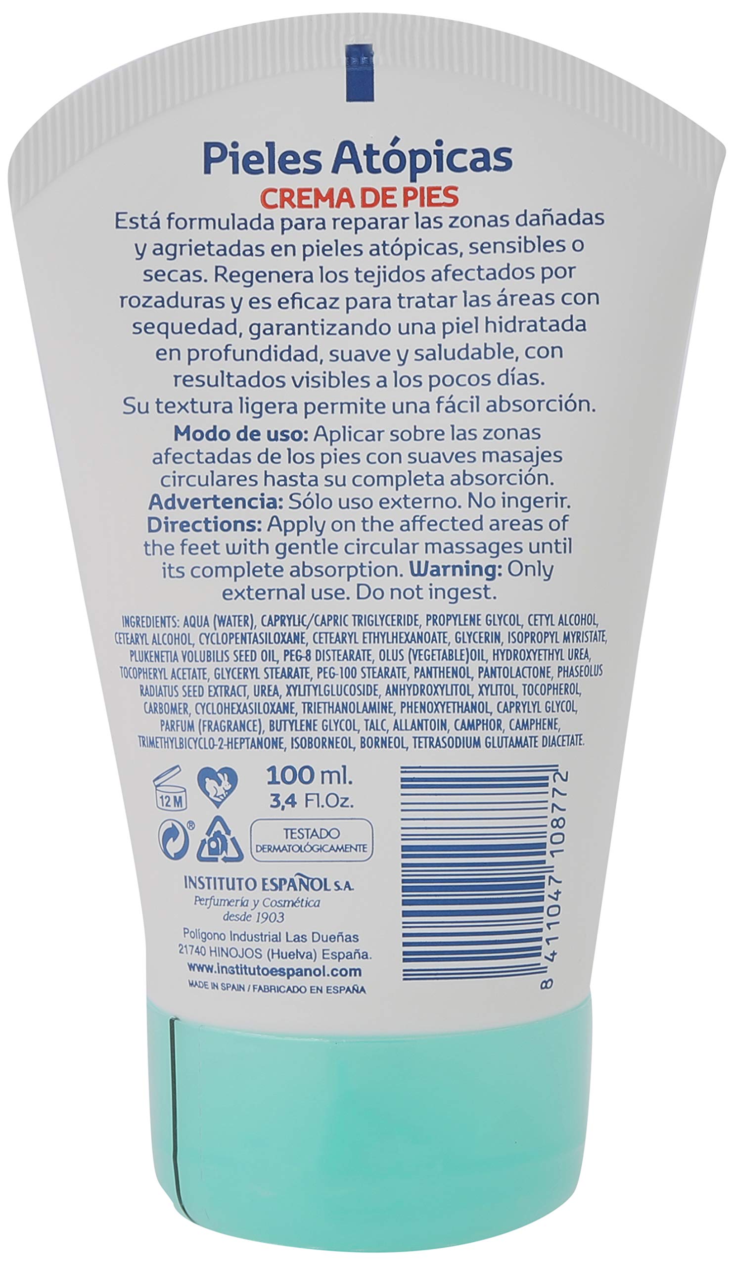 Atopic Skin Foot Cream 100ml - Intensive Moisturizing Treatment for Dry, Cracked Feet - Ideal for Eczema & Dermatitis Relief - Perfect for Daily Foot Care & Nighttime Repair