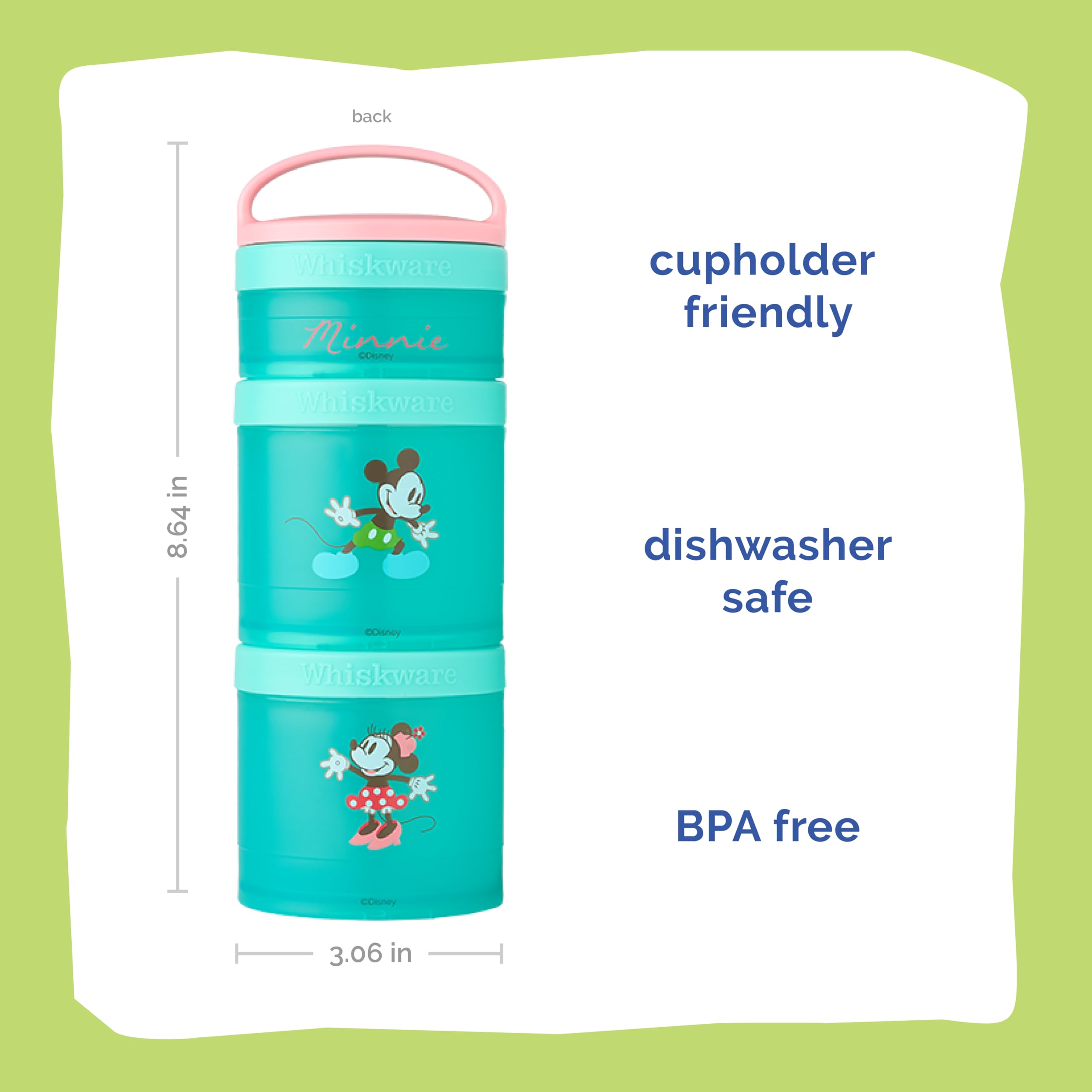 Disney Mickey and Minnie Stackable Snack Containers for Kids - 3 Pack BPA-Free Food Storage Cups for School, Travel, Picnics & On-the-Go Snacks