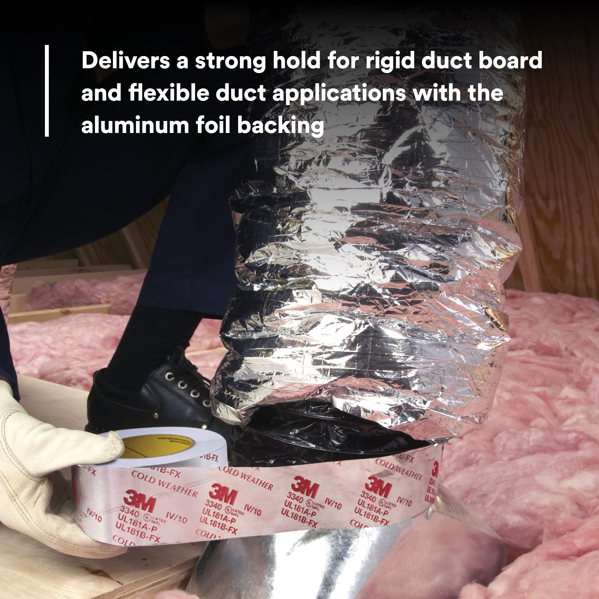 3M Venture Tape UL181A-P Aluminum Foil Tape 1581A - 2.5 in x 60 yd HVAC Duct Sealing Tape for Rigid & Flexible Ducts | Cold Weather Adhesive, Durable 2 Mil Foil Tape | Perfect for HVAC Systems, Air Duct Repairs & Insulation Projects