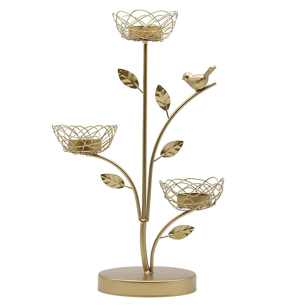 MAJESTE - Elegant Luxury Iron Bird Candle Holder, Gold - Romantic Home Decor for Dining Table, Living Room, Wedding Centerpiece & Restaurant Ambiance Lighting
